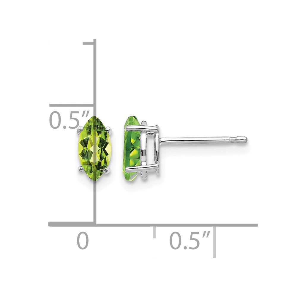 14k White Gold 7x3.5mm Peridot Marquise Stud Earring