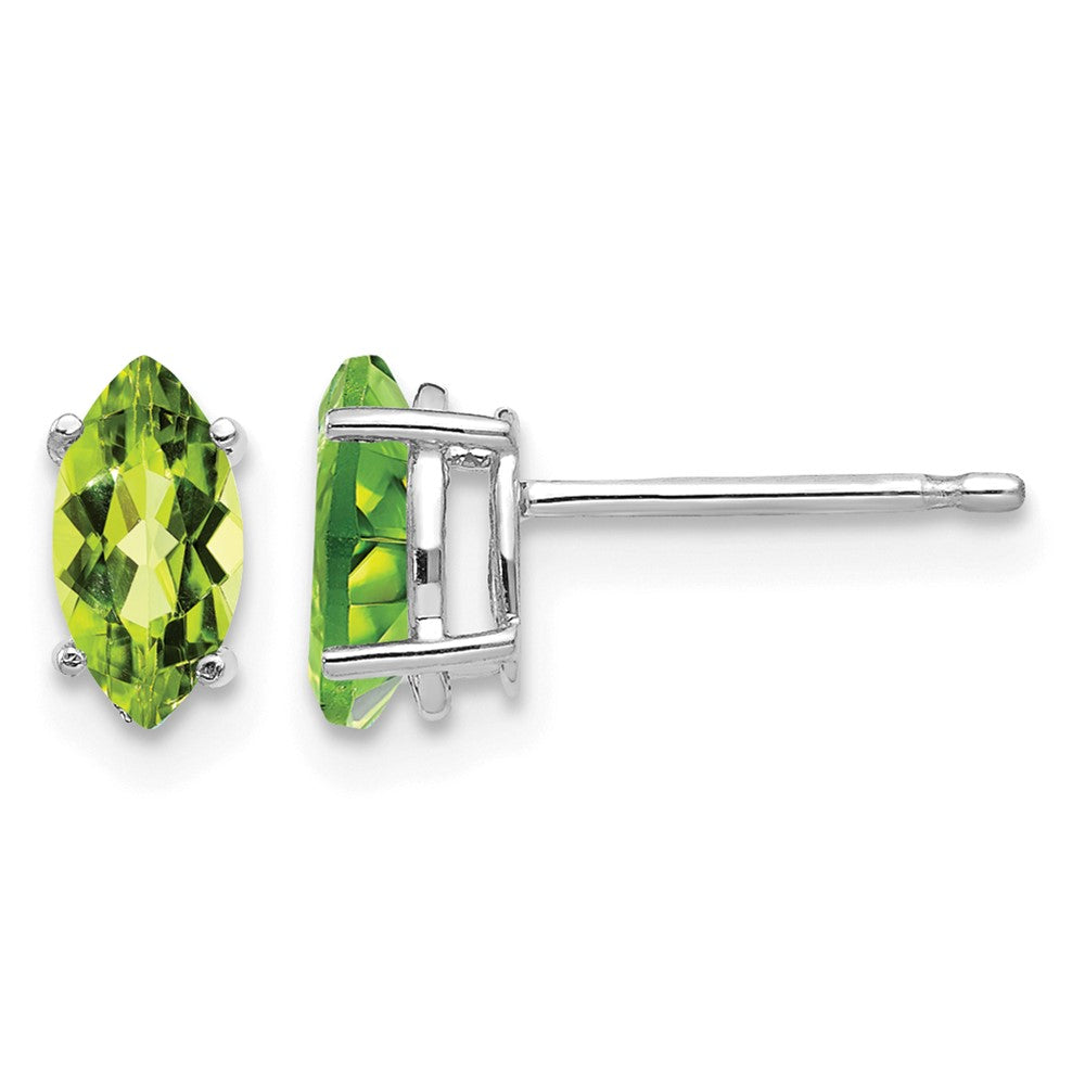 14k White Gold 7x3.5mm Peridot Marquise Stud Earring