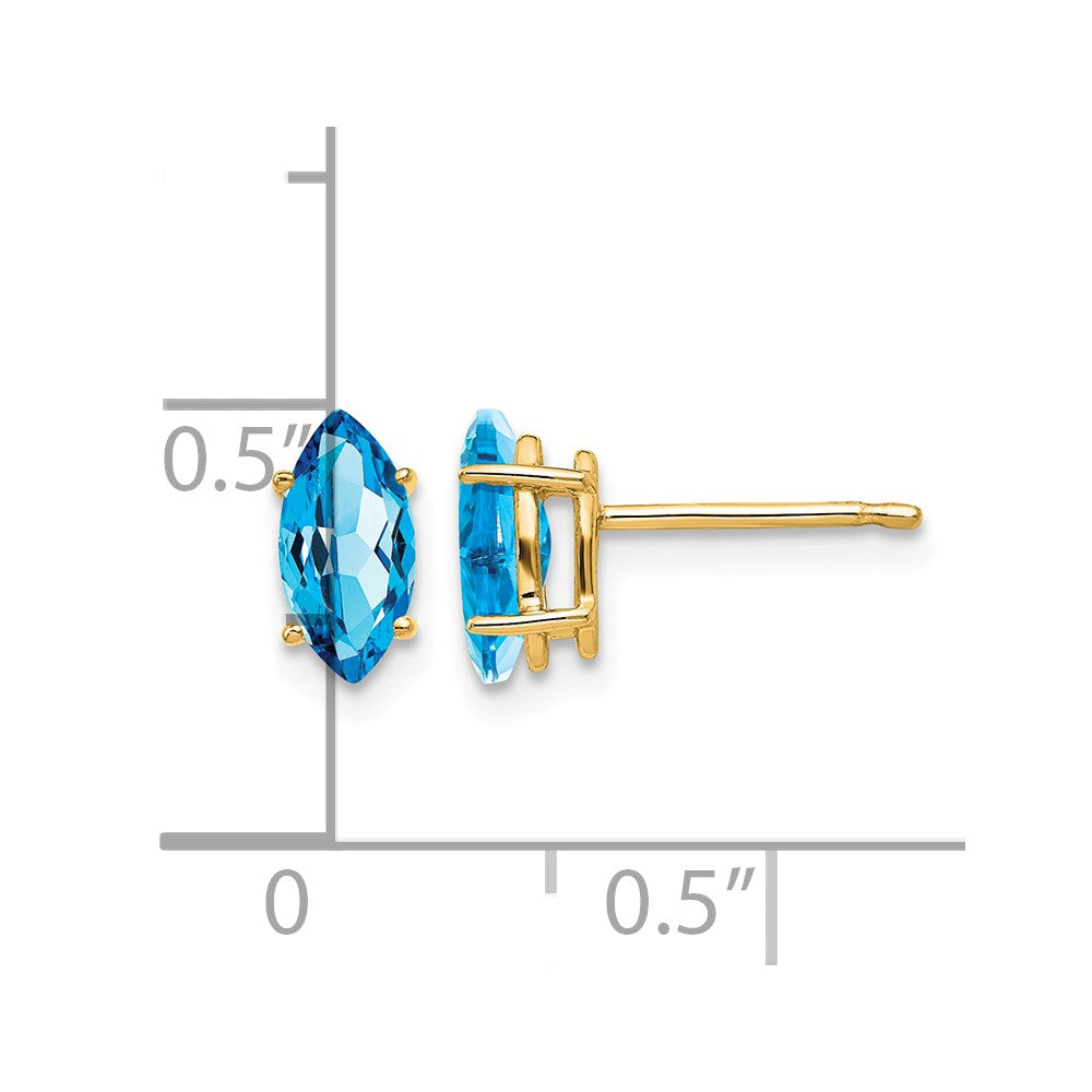 14k Blue Topaz Marquise Stud Earring