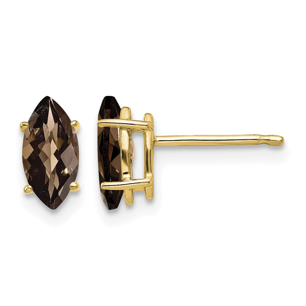14k 8x4 Marquise Checker-Cut Smoky Quartz Earring
