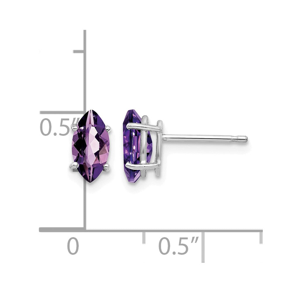 14k White Gold 8x4mm Amethyst Marquise Stud Earring