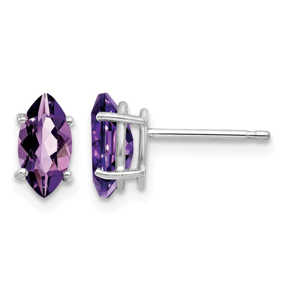 14k White Gold 8x4mm Amethyst Marquise Stud Earring