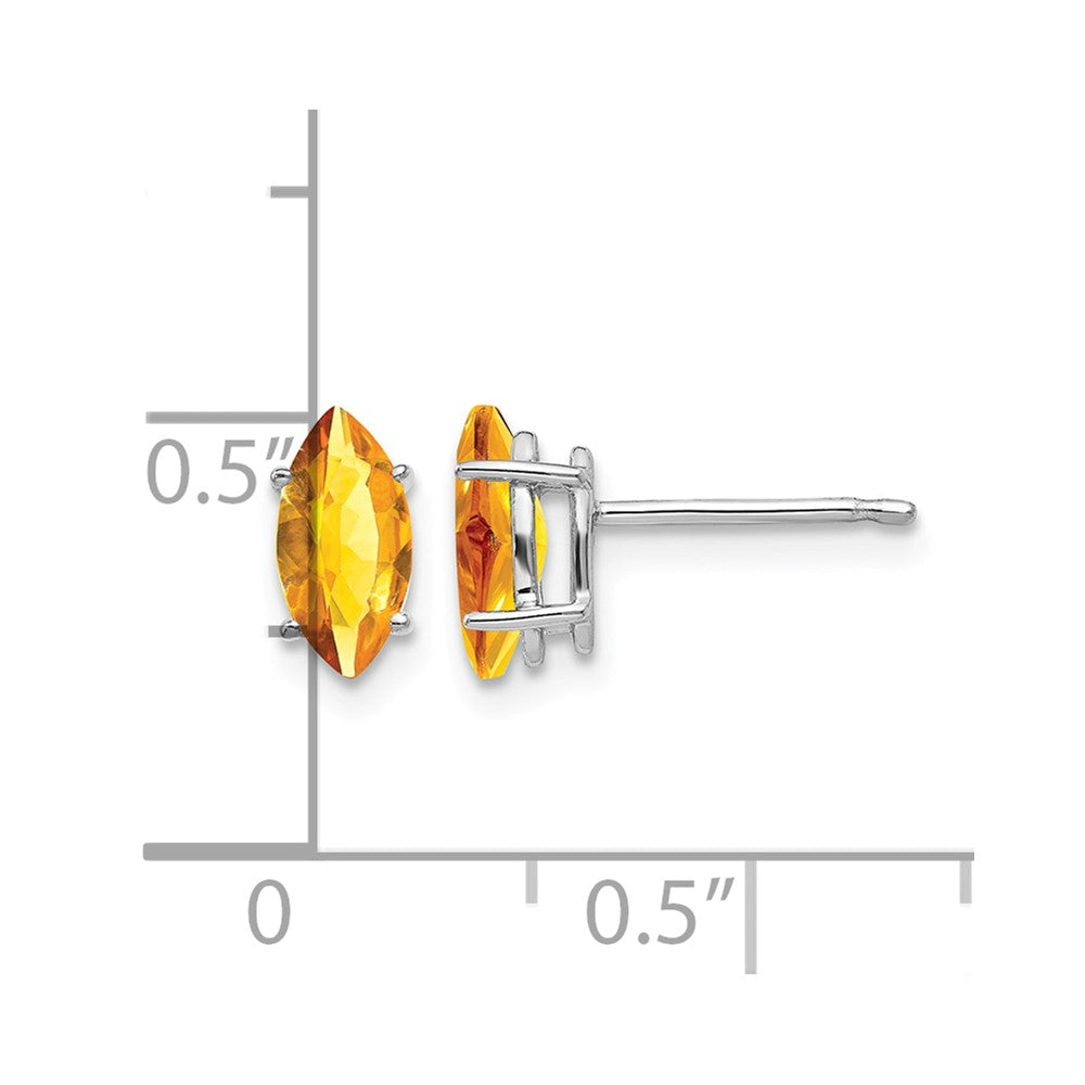 14k White Gold 8x4mm Citrine Marquise Stud Earring
