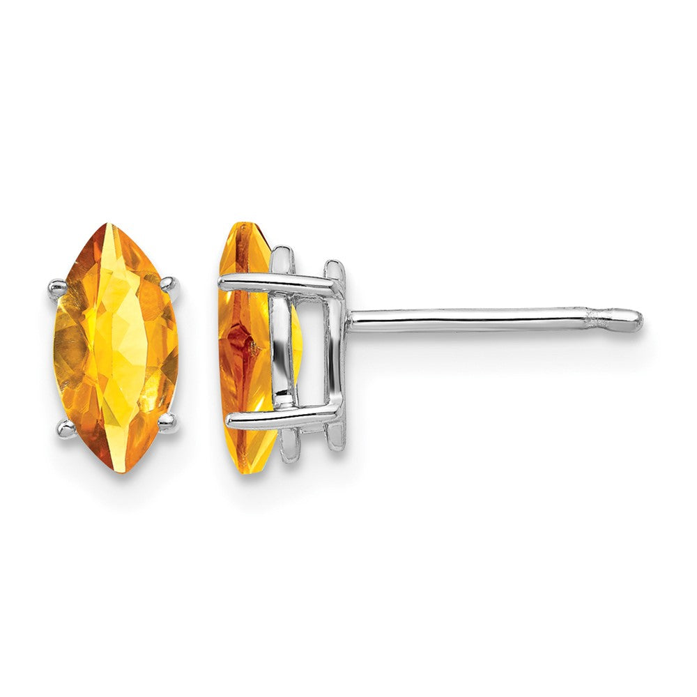 14k White Gold 8x4mm Citrine Marquise Stud Earring