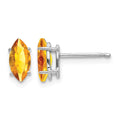 14k White Gold 8x4mm Citrine Marquise Stud Earring