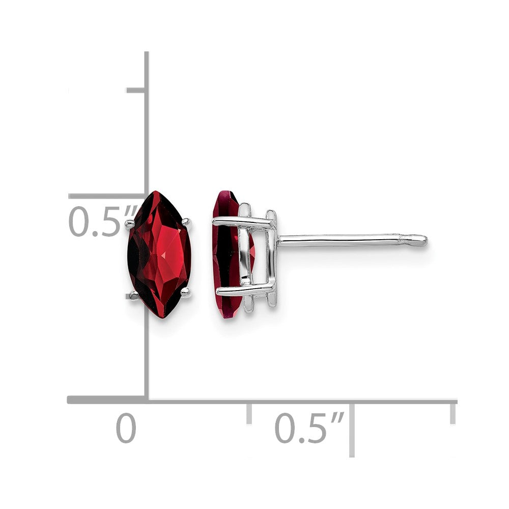 14k White Gold 8x4mm Garnet Marquise Stud Earring