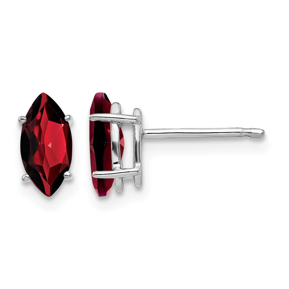 14k White Gold 8x4mm Garnet Marquise Stud Earring