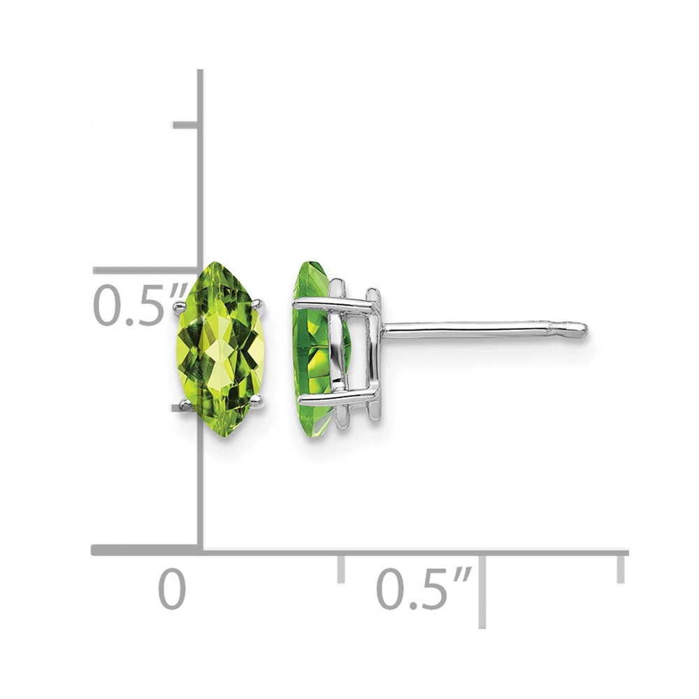 14k White Gold 8x4mm Peridot Marquise Stud Earring