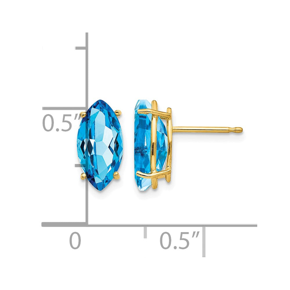 14k Blue Topaz marquis stud earring