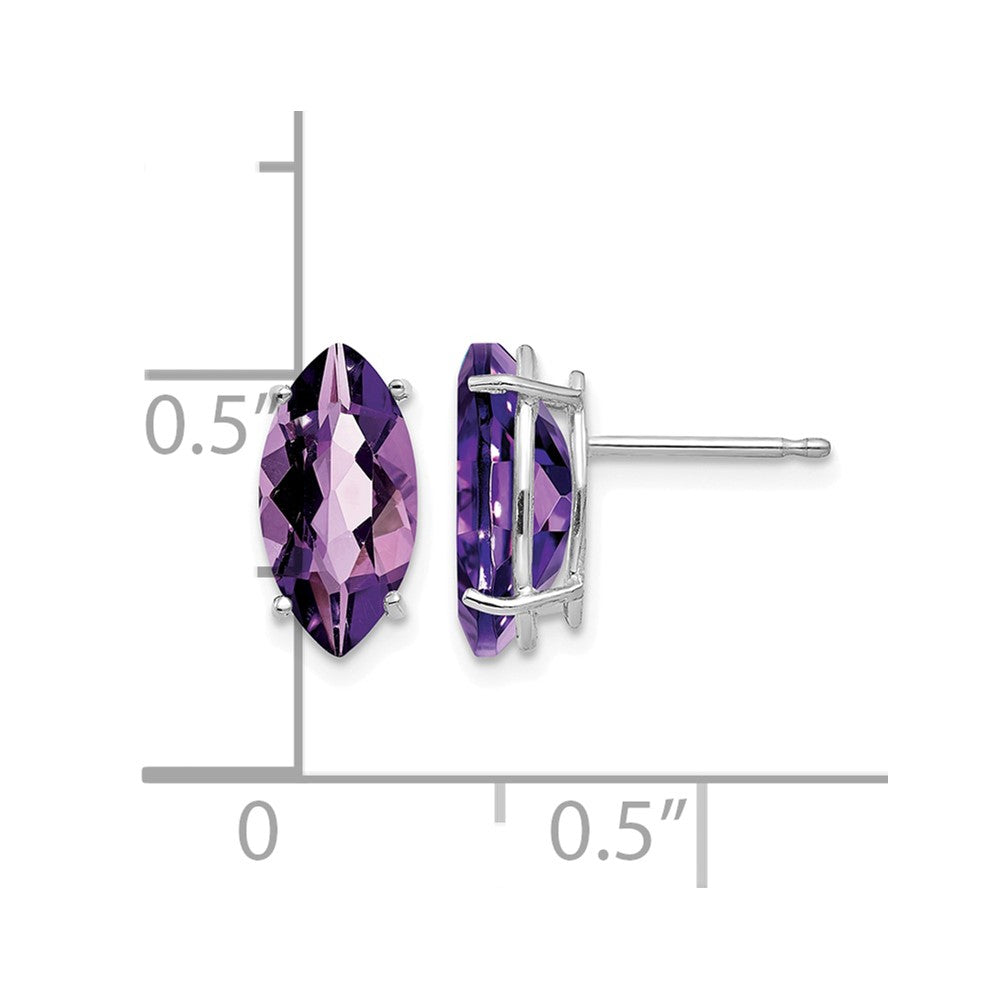 14k White Gold 10x5mm Amethyst Marquise Stud Earring