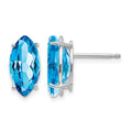 14k White Gold 10x5mm Blue Topaz Marquise Stud Earring
