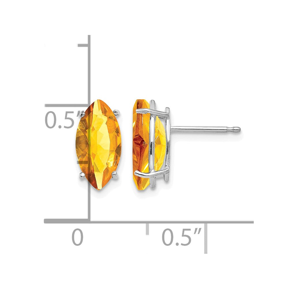 14k White Gold 10x5mm Marquise Citrine earring