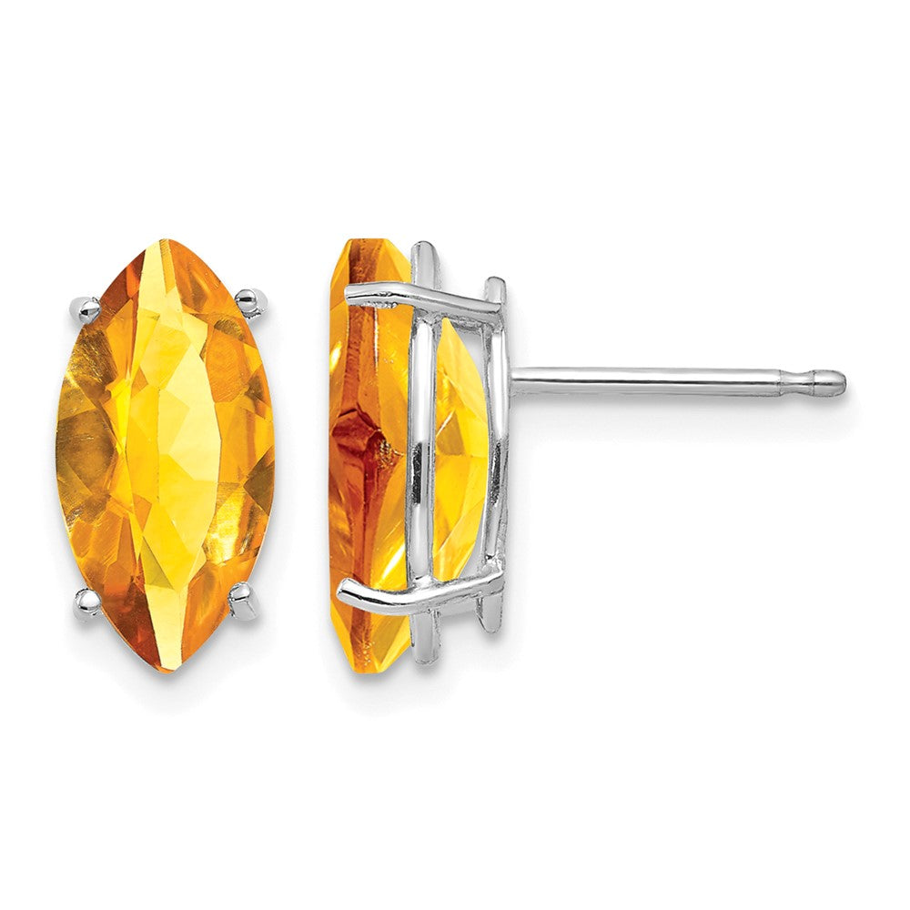 14k White Gold 10x5mm Marquise Citrine earring