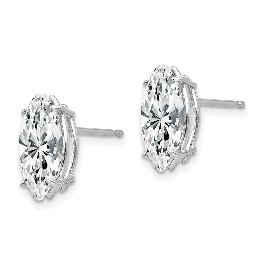 14k White Gold 10x5mm Cubic Zirconia Marquise Stud Earring