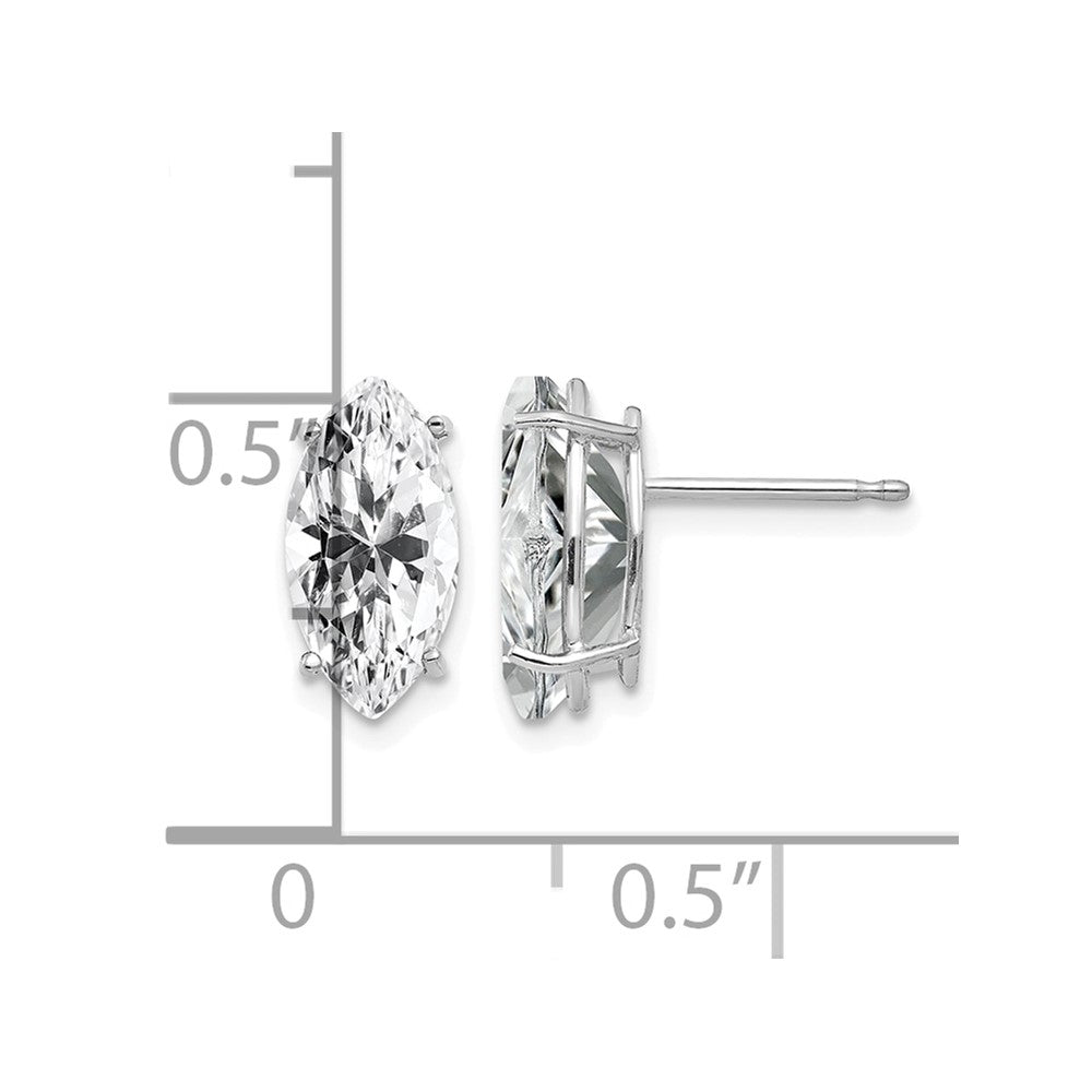 14k White Gold 10x5mm Cubic Zirconia Marquise Stud Earring