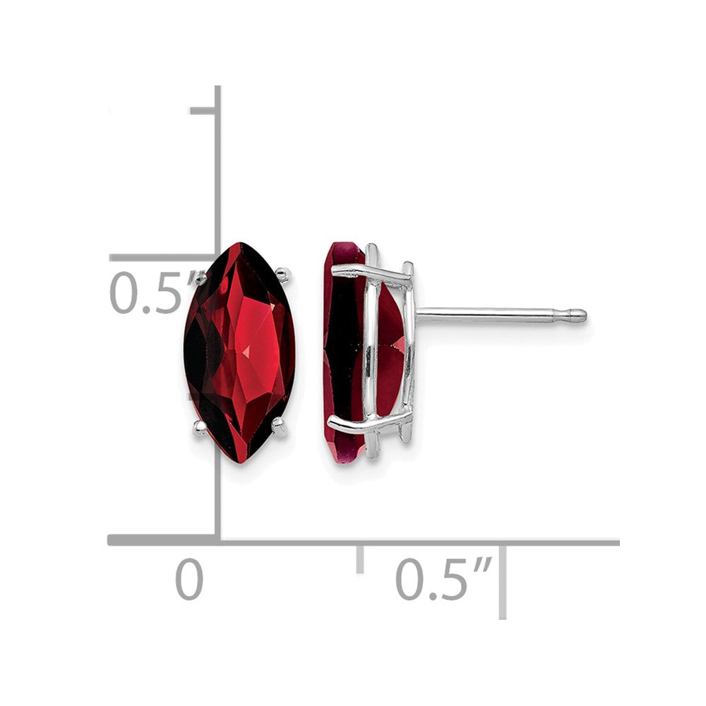 14k White Gold 10x5mm Marquise Garnet earring