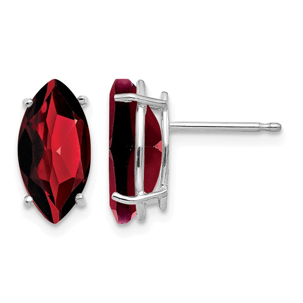 14k White Gold 10x5mm Marquise Garnet earring