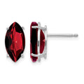 14k White Gold 10x5mm Marquise Garnet earring