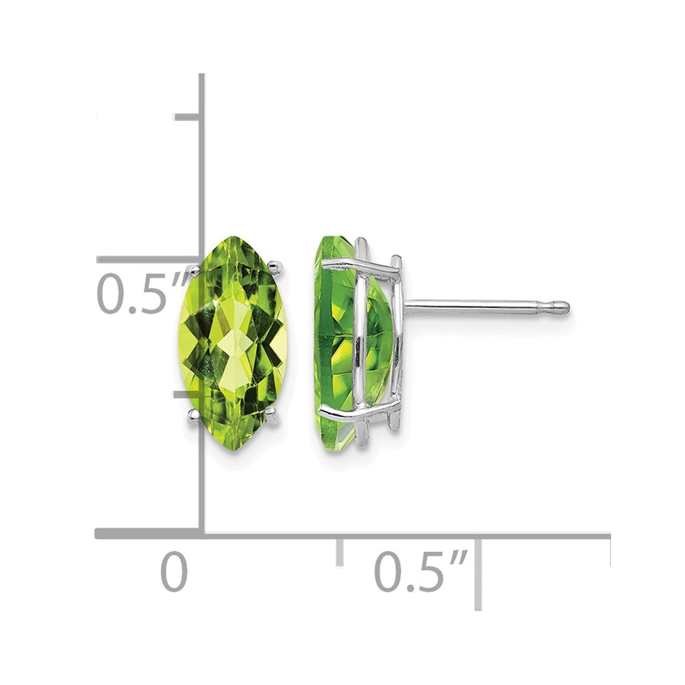 14k White Gold 10x5mm Peridot Marquise Stud Earring
