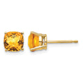 14k 6x6mm Cushion Citrine Checker earring