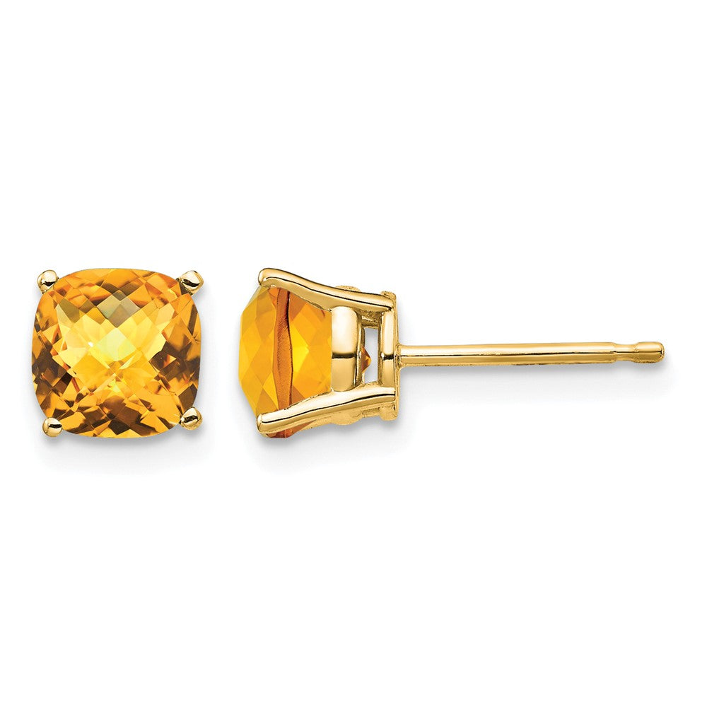 14k 6x6mm Cushion Citrine Checker earring