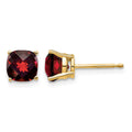 14k 6x6mm Cushion Garnet Checker Earring
