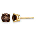 14k 6mm Cushion Smoky Quartz Earring
