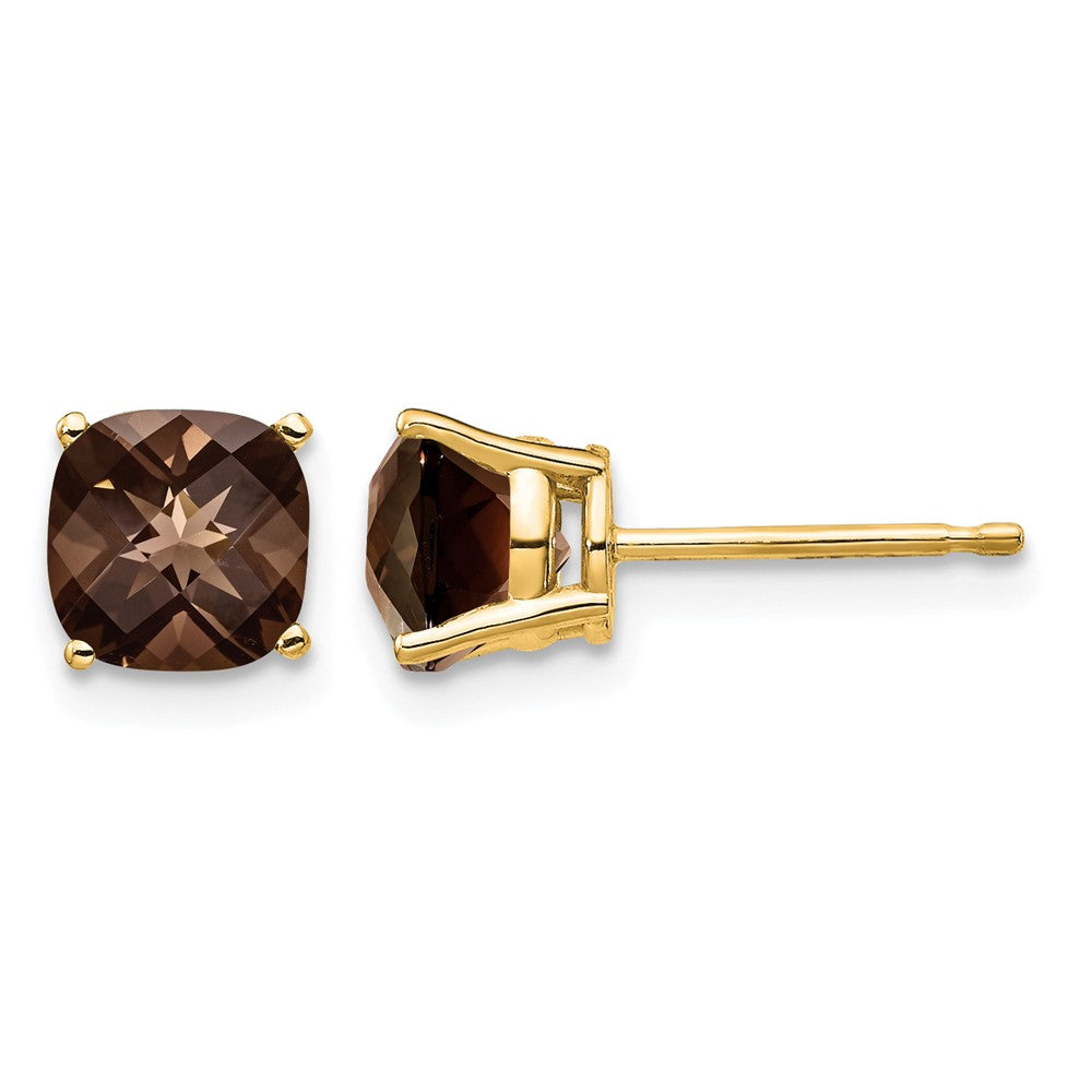 14k 6mm Cushion Smoky Quartz Earring