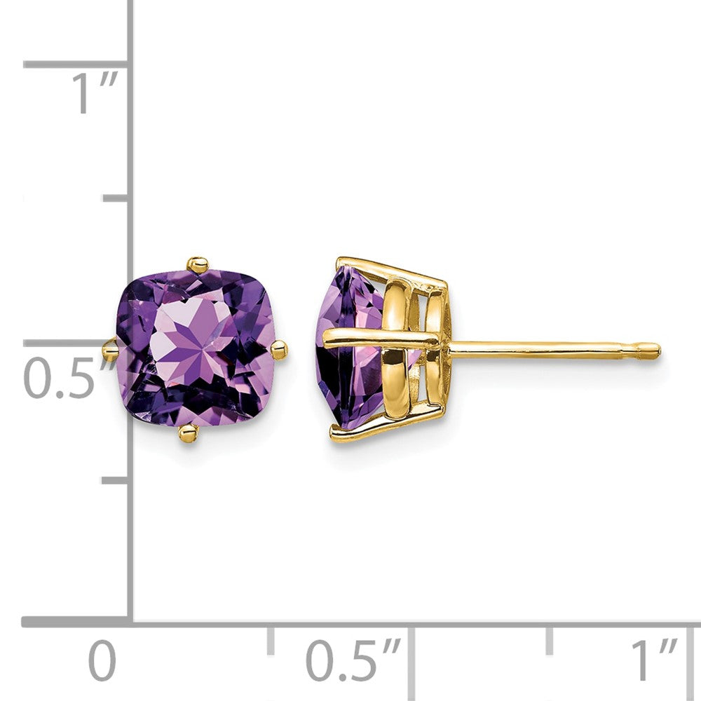 14k 7x7mm Cushion Amethyst earring