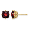 14k 7x7mm Cushion Garnet Checker Earring