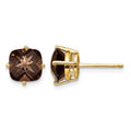 14k 7mm Cushion Smoky Quartz Earring