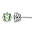 14kw 7mm Cushion Green Quartz Earring