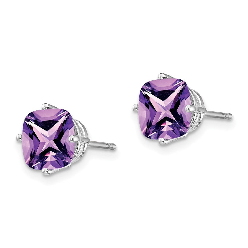14k White Gold 7mm Cushion Earring Mounting