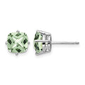 14kw 7mm Cushion Checker-Cut Green Quartz Earring