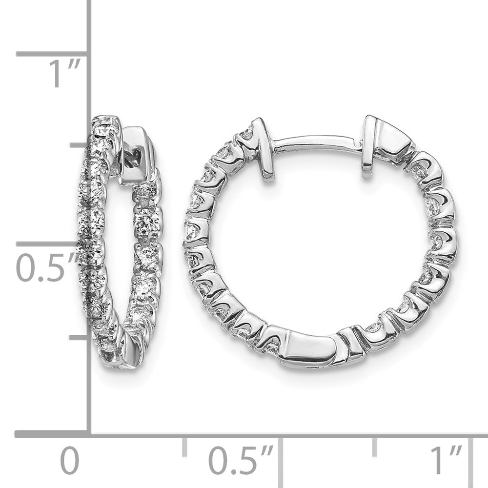 14k White Gold AAA Diamond Hinged Hoop Earrings