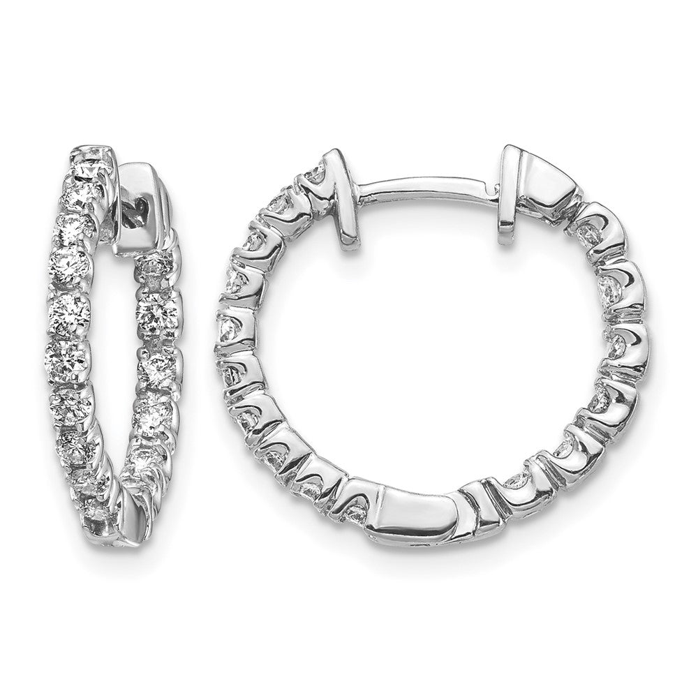 14k White Gold AA Diamond Hinged Hoop Earrings