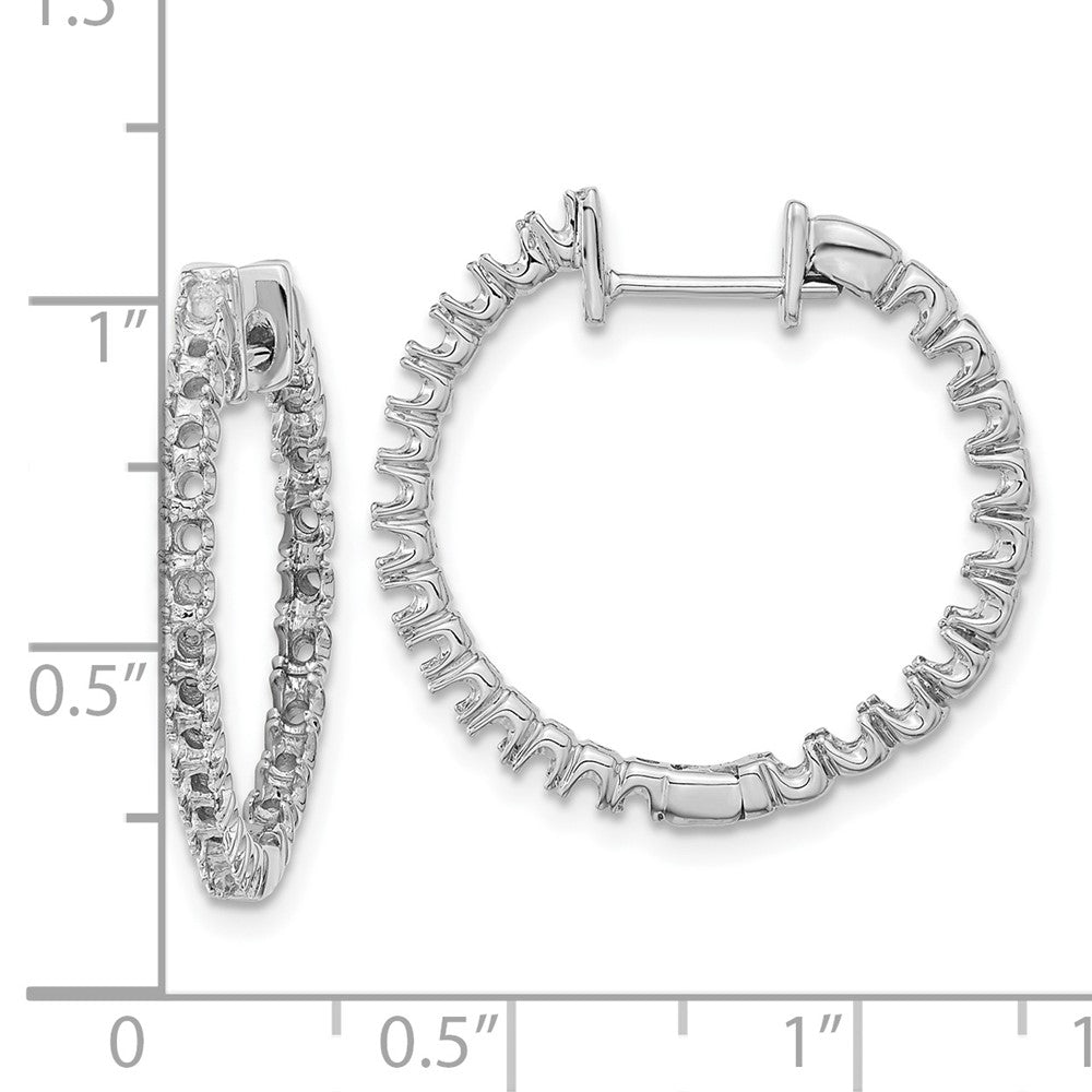14k White Gold AA Diamond Hinged Hoop Earrings