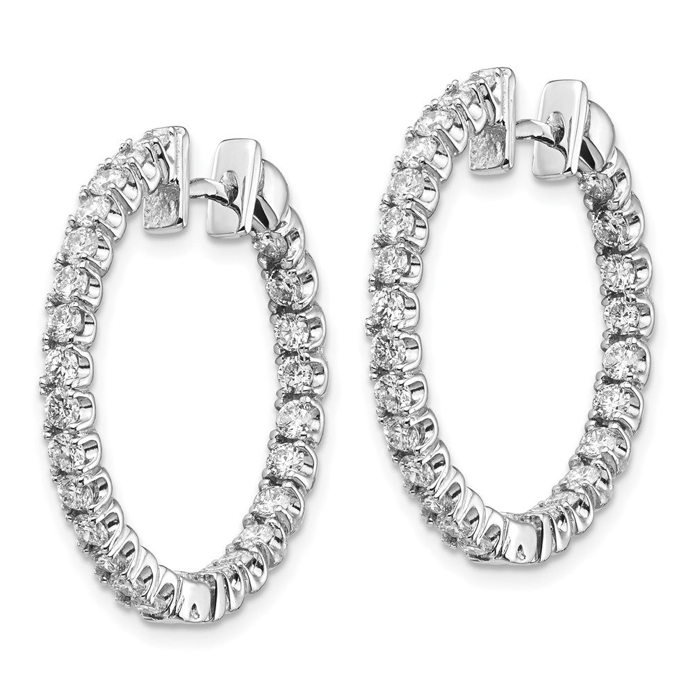 14k White Gold AA Diamond Hinged Hoop Earrings