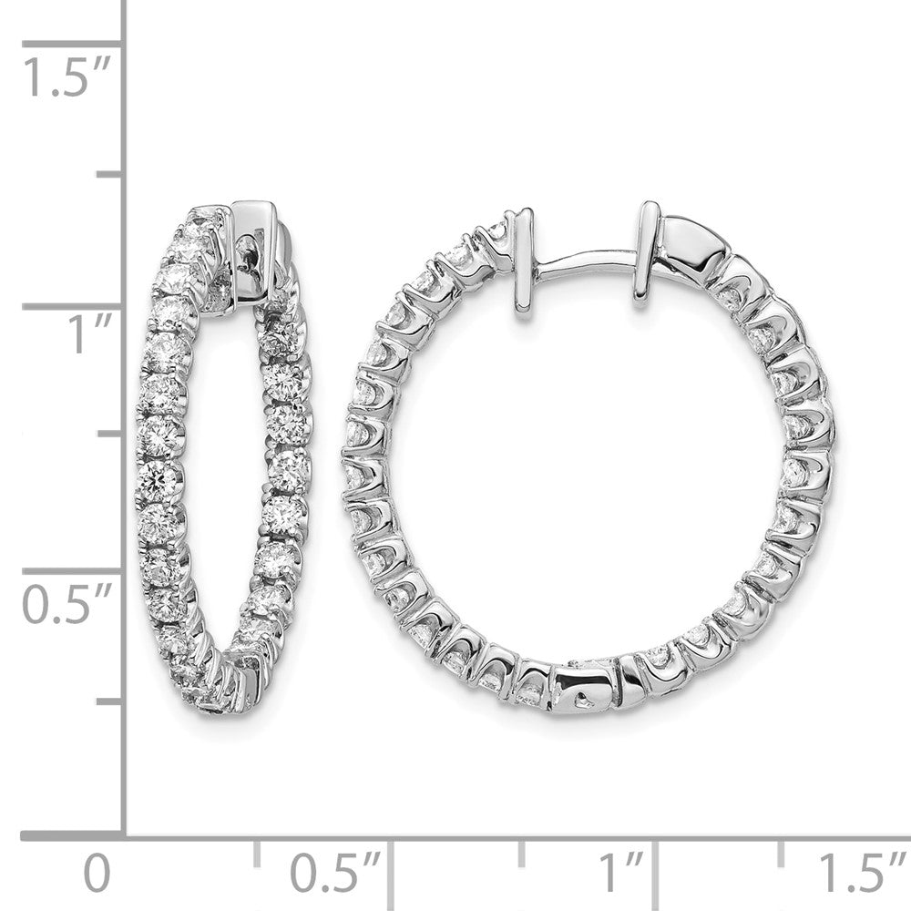 14k White Gold A Diamond Hinged Hoop Earrings