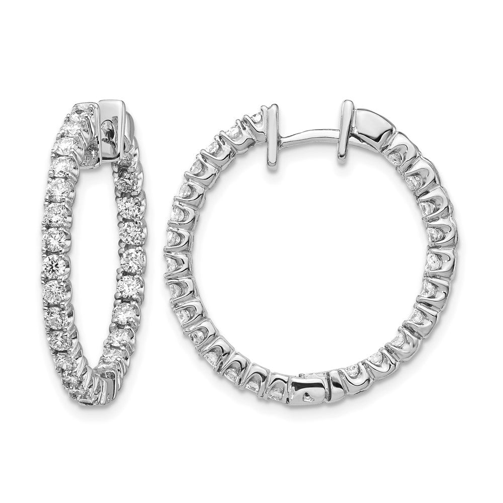14k White Gold AAA Diamond Hinged Hoop Earrings