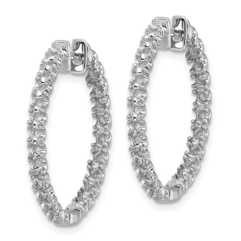 14k White Gold Diamond Hinged Hoop Earring Mountings