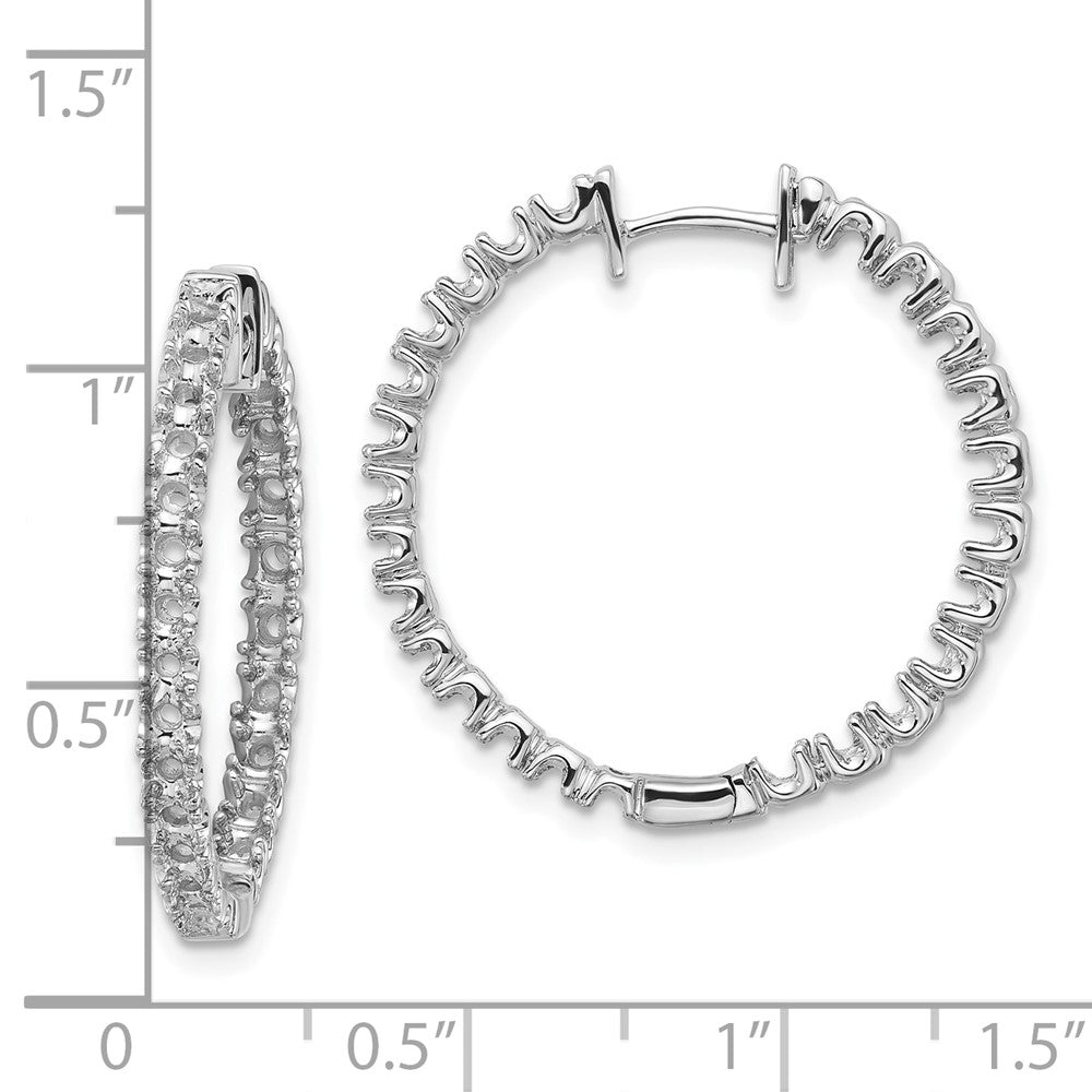 14k White Gold Diamond Hinged Hoop Earring Mountings