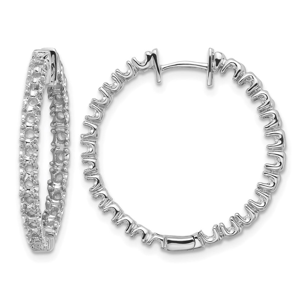 14k White Gold Diamond Hinged Hoop Earring Mountings