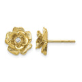 14k Gold AA Diamond Flower Post Earrings