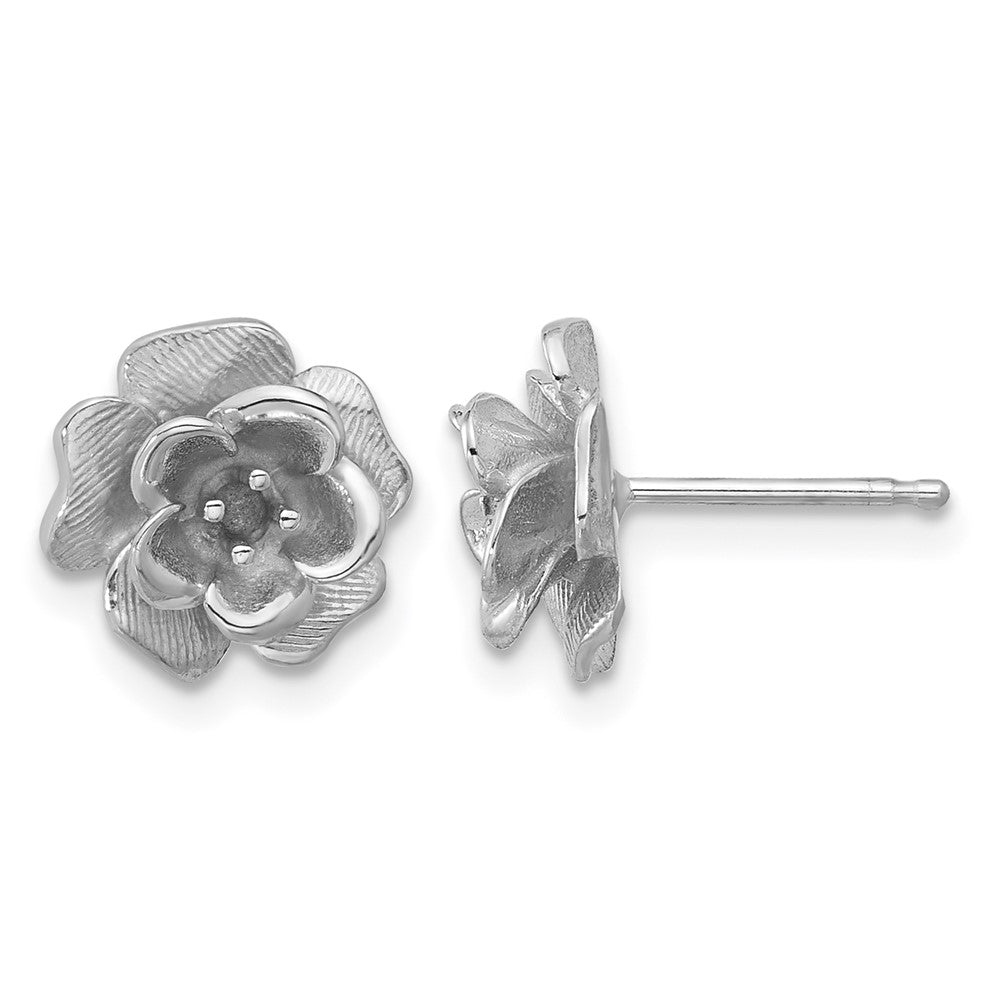 14k White Gold Fancy Diamond Flower Earring Mountings