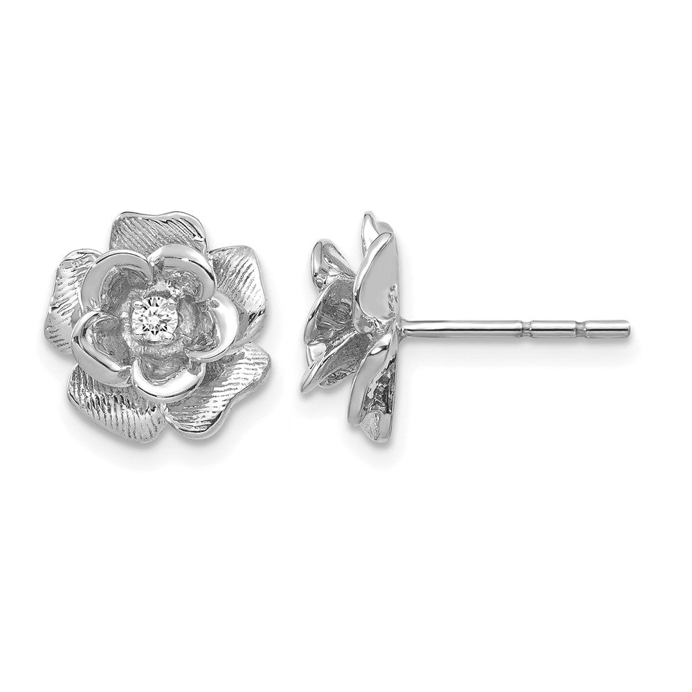 14k White Gold A Diamond earring