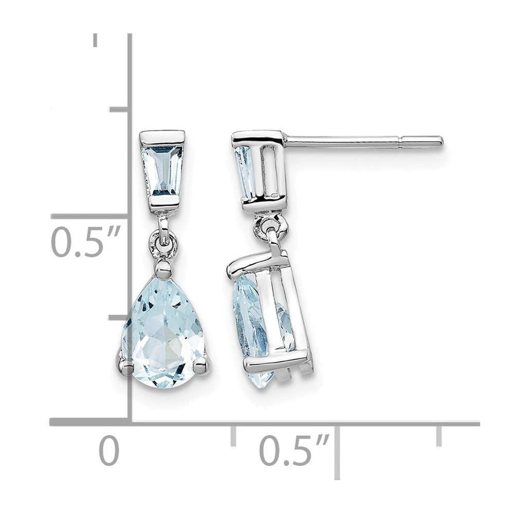 14k White Gold Aquamarine Dangle Earrings
