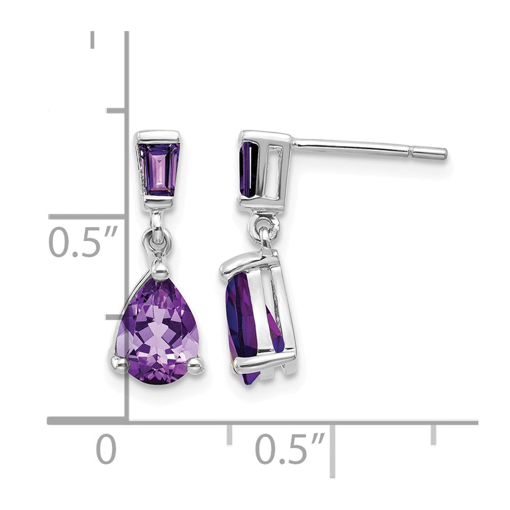 14k White Gold Amethyst Dangle Post Earrings