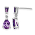 14k White Gold Amethyst Dangle Post Earrings