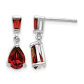 14k White Gold Garnet Dangle Post Earrings
